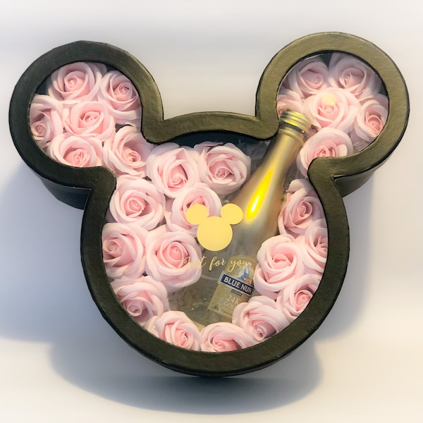 Boîtes Mickey Mouse avec couvercle transparent, boîte souvenir, or noir rose crème, boîte cadeau Disney Mickey Mouse, anniversaire Mickey Mouse