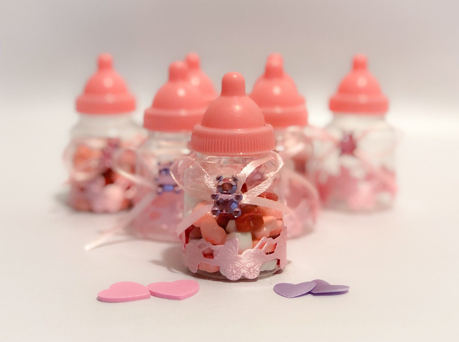 Set of Mini Baby Bottles Made of Plastic Pink Baby Bottles Etsy