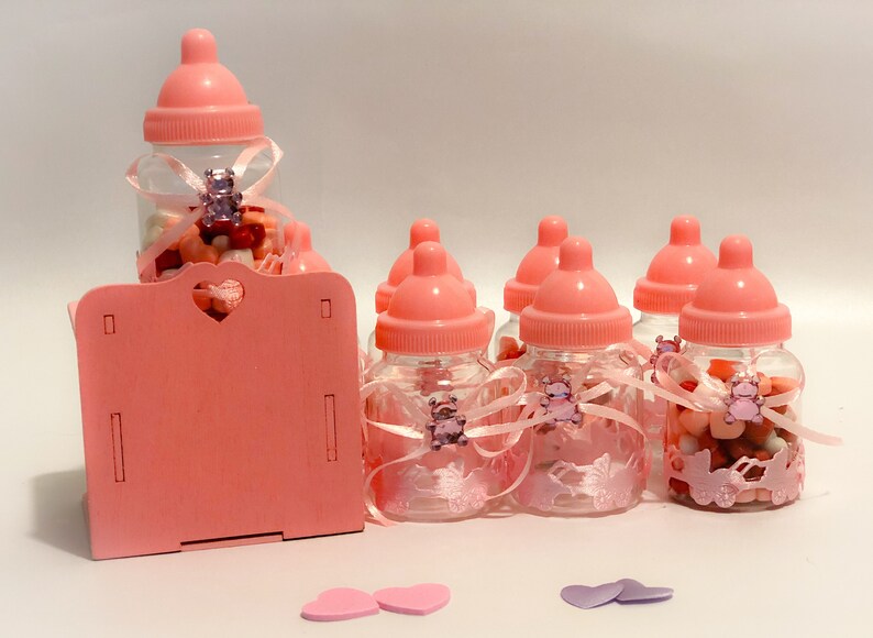 Set of Mini Baby Bottles Made of Plastic Pink Baby Bottles Etsy