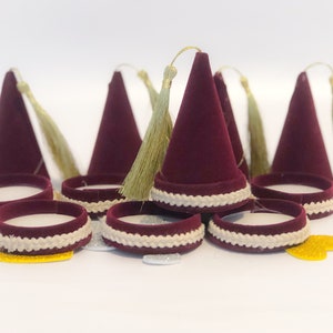 Cappello marocchino bordeaux in cartone, bomboniere marocchine, mini cappello turco, matrimonio marocchino, decorazioni etniche, centrotavola