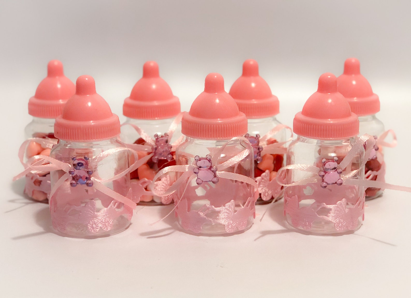 Set of Mini Baby Bottles Made of Plastic Pink Baby Bottles Etsy