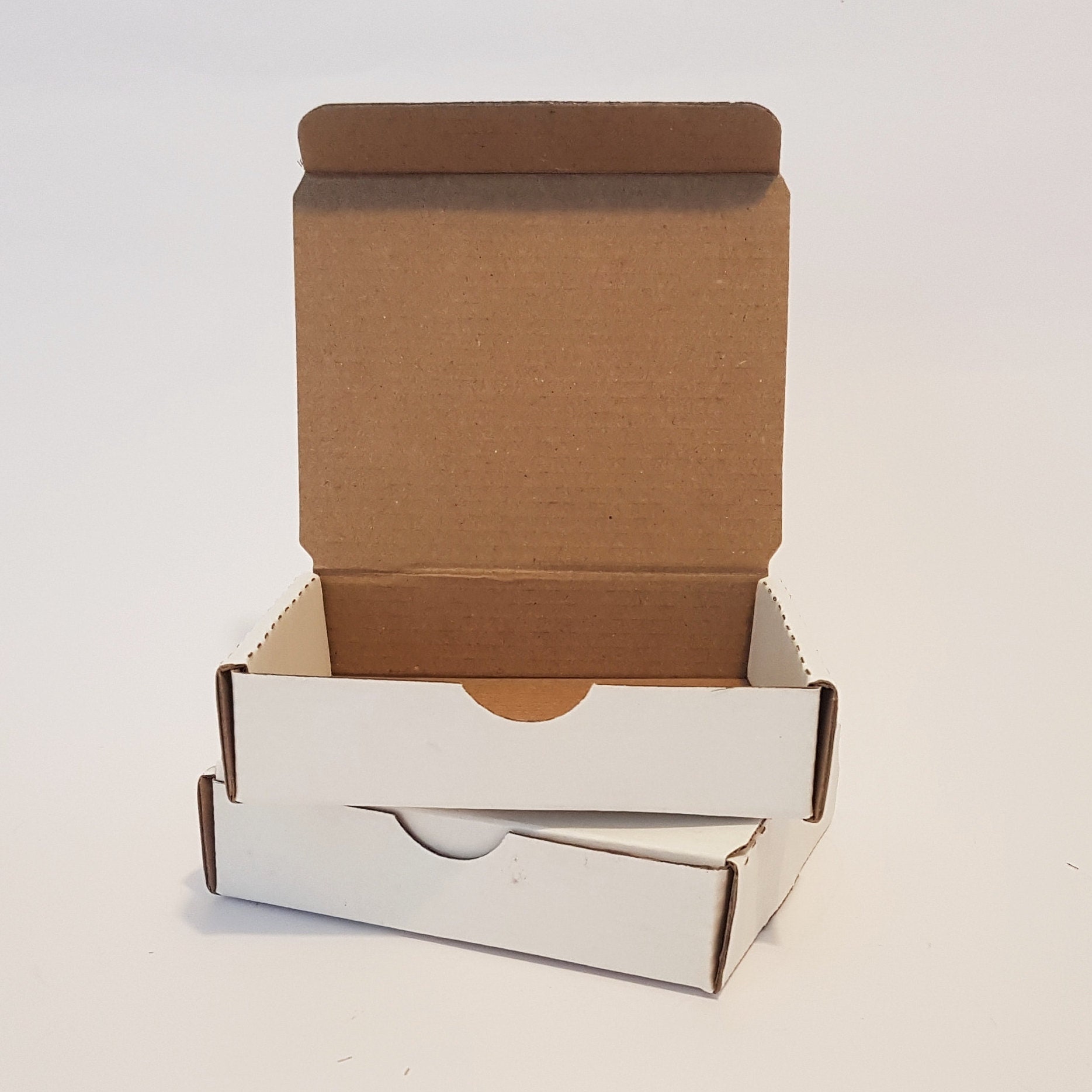 Set of White Shipping Boxes With an Attached Lid Two Diffrent Etsy
