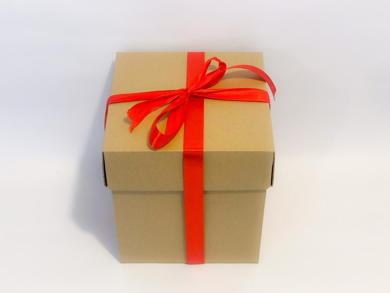 Set of Square Cardboard Boxes With Lid Natural Brown Kraft Etsy