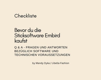 Checklist before you buy Embird - Digitize embroidery software online course in German