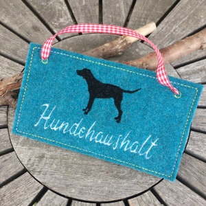 Dog sign &quot;Dog household&quot; embroidery file ITH 13x18 dog sign signs instructions in German
