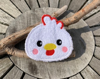 Abschminkpad Huhn Stickdatei ITH 10x10 cm Waschpad Pad Hühnerstall Ostern Anleitung in deutscher Sprache