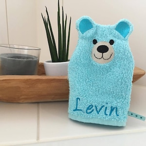 Bärli washcloth embroidery file ITH 16x26 bear teddy wash mitt instructions in German image 1