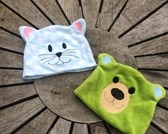 Baby hat embroidery file ITH KU 34-42 16x26 cat bear bear hat cat hat premature baby ear hat instructions in German