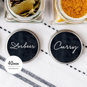 Labels spices - different sets- WRITING Blackboard design plain  - round 40mm, personalizable