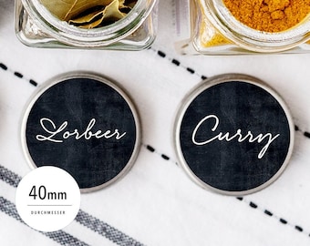 Labels spices - different sets- WRITING Blackboard design plain  - round 40mm, personalizable