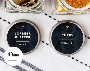 Spice labels - different sets: KLASSIC Tafel Herzen - PLASTICwaterproof - 40mm