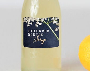 15 Personalisierte Aufkleber Holunderblütensirup – 6x4,8 Cm, Selbstklebend, Weiß – Für Gelee & Sirup