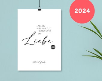 Christlicher Wandkalender 2024 - DIN A4 - FEINE FEDER - Jahreslosung 2024