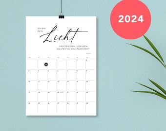 Christlicher Wandkalender 2024 - DIN A4 - FEINE FEDER - Jahreslosung 2024