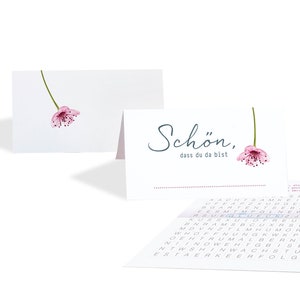 Platzkarten Hochzeit / Tischkarten KIRSCHBLÜTE rosa Hochzeits-Tischkarten mit Spiel innenseitig Bild 4