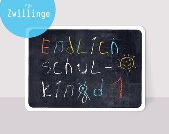 Einladungskarten Einschulung "Schulking ... Schulkind" Einladung, für ZWILLINGE