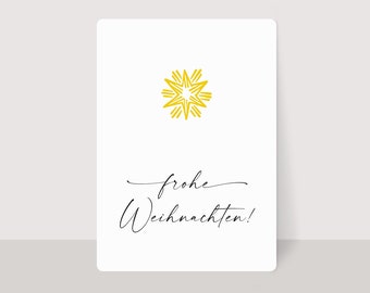 Christmas cards FROHE WEIHNACHTEN with STAR - recycled paper - rounded corners - minimalistic