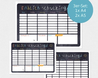 Stundenpläne Stundenplan SCHULKING 3er-Set Stundenplan Wochenplan A4, 2x A5