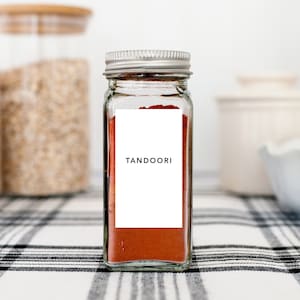 80 Gewürzetiketten - SIMPLE länglich weiss SCHLICHT - wasserfeste Folienetiketten, personalisierbar, minimalistisch
