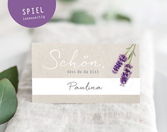 Place cards wedding, place cards LAVENDER for wedding purple, beige, name card, birthday, party supplies, wedding decoration, place card