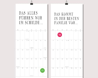 Wall calendar 2024 with plenty of space to write - long - family calendar - couple calendar - 21x59 cm large