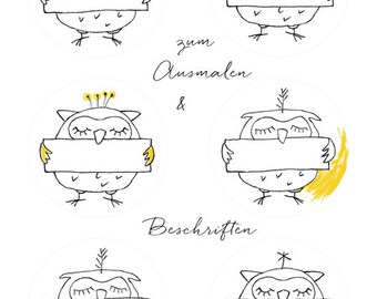 Sticker zum ausmalen | Etsy