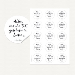 15 stickers annual motto 2024, All that you do be done in love SCRIPT / Christian / 50mm zdjęcie 2