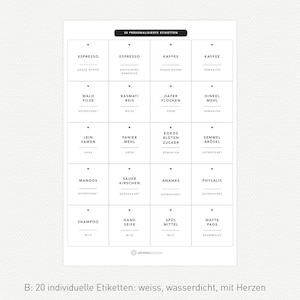 20 labels PERSONALIZABLE individual labels FOLIEN labels, wet wipe, minimalist 50x50mm B: WEISS + HERZEN