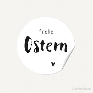24 Aufkleber FROHE OSTERN - PINSEL mit Herz auf weiß - Osterdeko