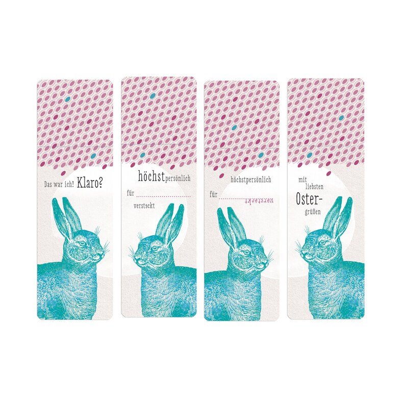 Paper Easter Nest 4x gift box EASTER BUNNY blue-green, long Easter sticker bunny zdjęcie 2