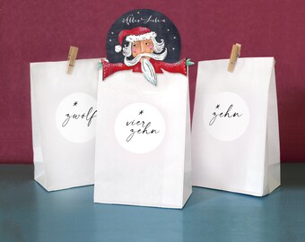 Advent calendar set - FEINE FEDER - bottom bag white