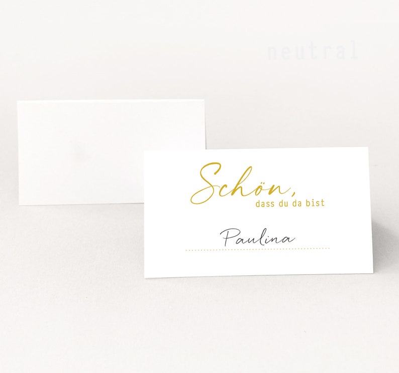 Place cards BEAUTIFUL that you are here plain, golden yellow color no gold print image 4