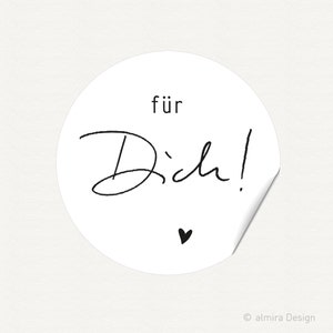 Aufkleber FÜR DICH! - feine Federschrift schwarz/weiss Herz - Geschenk Geburtstag