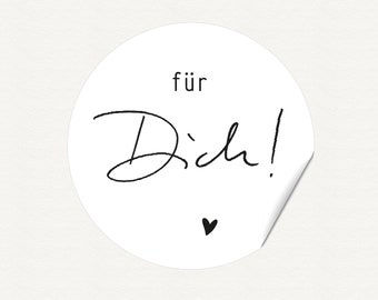 Sticker FÜR DICH! - fine feather writing black and white heart - gift birthday