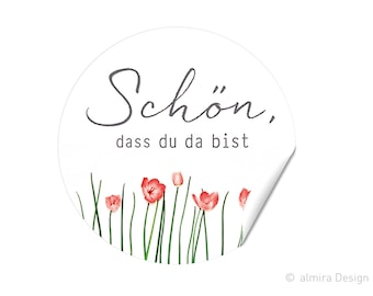 Aufkleber SCHÖN, dass du da bist - Blumenwiese w