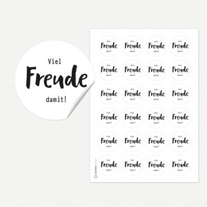 Sticker VIEL FREUDE DAMIT on white gift sticker image 2