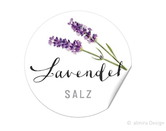 Etiketten Aufkleber Lavendelsalz weiß - Lavendel Salz Sticker Gastgeschenk Hochzeit