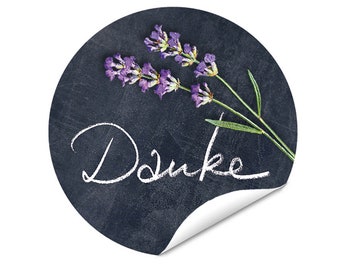 Aufkleber Sticker Danksagung - Hochzeit DANKE - Tafeldesign Lavendel - Geschenkaufkleber