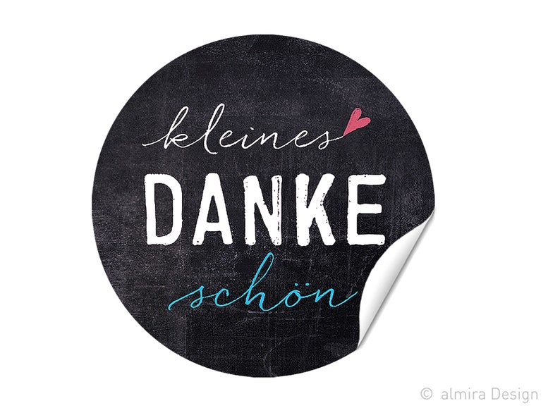 Aufkleber Sticker kleines DANKEschön Tafeldesign oder weiss Geschenkaufkleber Danke 40mm rund Tafeldesign