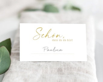 Place cards "BEAUTIFUL that you are here" plain, golden yellow color (no gold print)