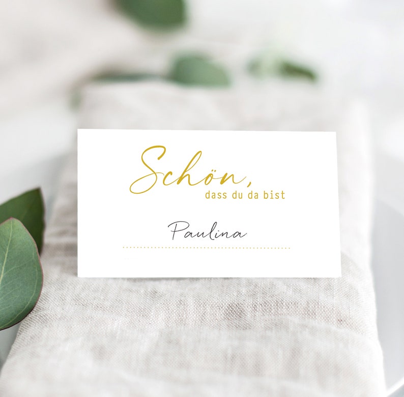 Place cards BEAUTIFUL that you are here plain, golden yellow color no gold print image 1