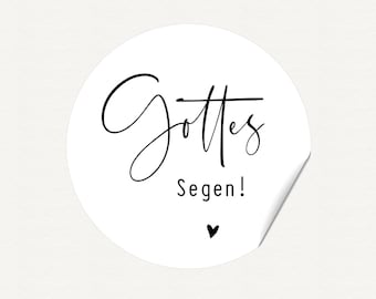 24 Aufkleber "GOTTES Segen" - Feine Feder - MIT oder OHNE Herz auf weiß - Taufe, Kommunion, Hochzeit