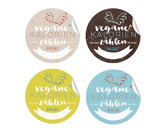 Sticker Labels for vegan cuisine "Vegan calories do not count" Sticker for vegan stickers 60mm