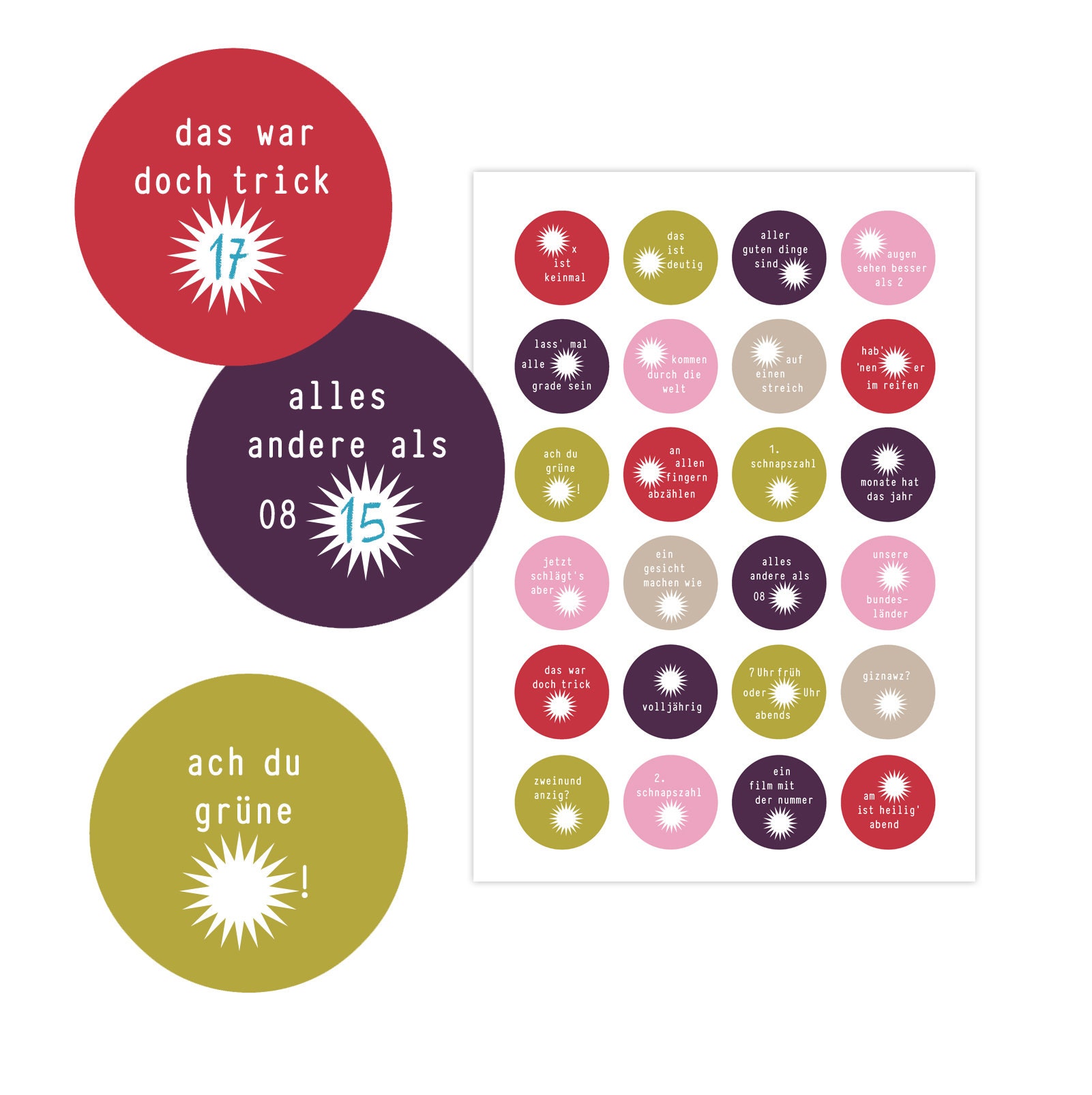 24 Stickers Advent Calendar Numbers SAYING RIDDLES Vintage Advent Calendar  Numbers - Etsy