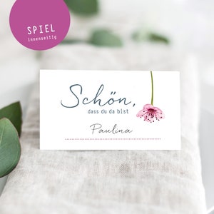 Platzkarten Hochzeit / Tischkarten KIRSCHBLÜTE rosa Hochzeits-Tischkarten mit Spiel innenseitig Bild 1