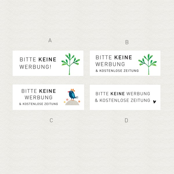 BITTE KEINE WERBUNG - Briefkasten-Aufkleber - 4er-Set - 70x25,4 cm - wasserfest