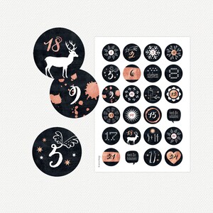 Advent Calendar Numbers Stickers ROSÉGOLD Potpourri, Copper