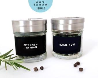 80 spice labels - SIMPLE QUER black plain - FOLIENETIKETTEN, waterproof, personalizable, minimalist