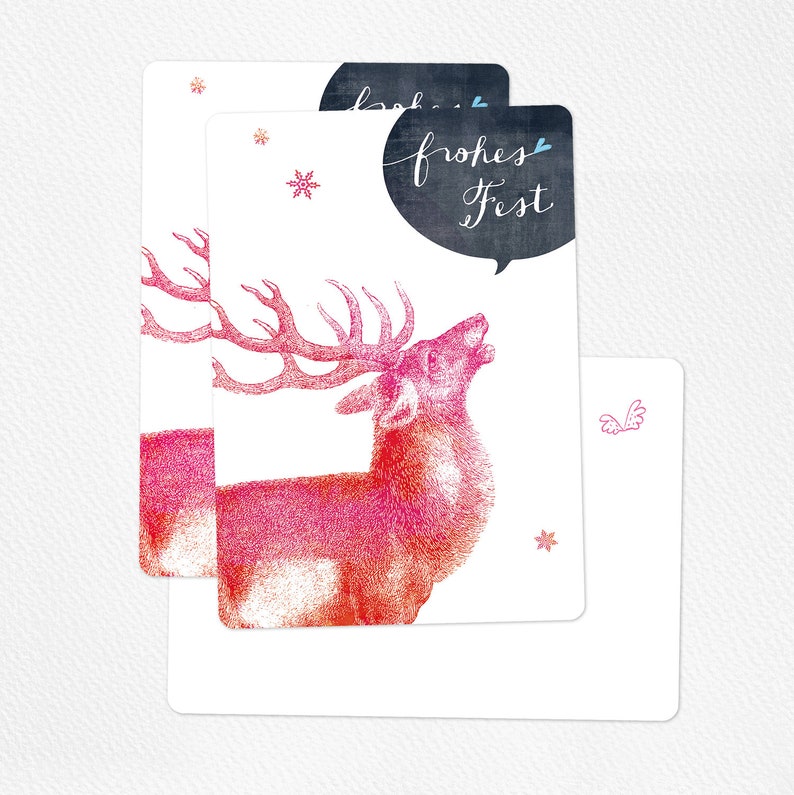 Christmas card Merry Christmas, Deer pink image 1