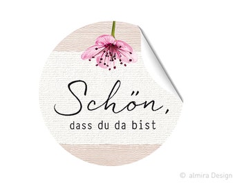 Aufkleber Hochzeit - SCHÖN, dass du da bist - KIRSCHBLÜTE Sticker